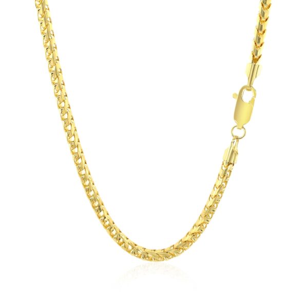 3.1mm 14k Yellow Solid Gold Diamond Cut Round Franco Chain - Image 3