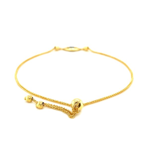 14k Yellow Gold Adjustable Evil Eye Bracelet - Image 3