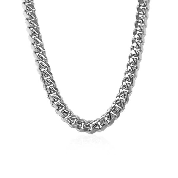 5.0mm 14k White Gold Classic Miami Cuban Solid Chain - Image 2