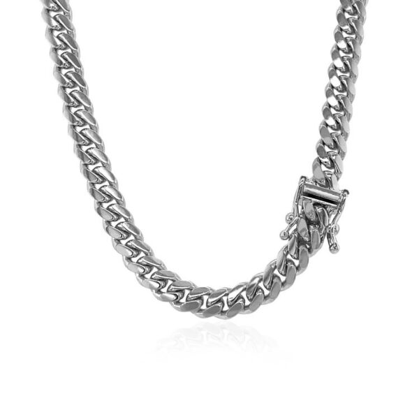 5.0mm 14k White Gold Classic Miami Cuban Solid Chain - Image 3