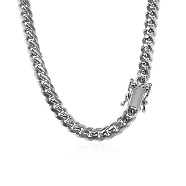 5.0mm 14k White Gold Classic Miami Cuban Solid Chain - Image 4