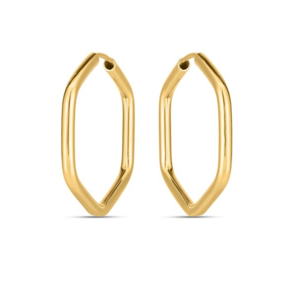 14k Yellow Gold Endless Hexagon Hoop Earrings - Image 2