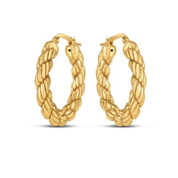 14k Yellow Gold Rope Hoop Earrings - Image 2