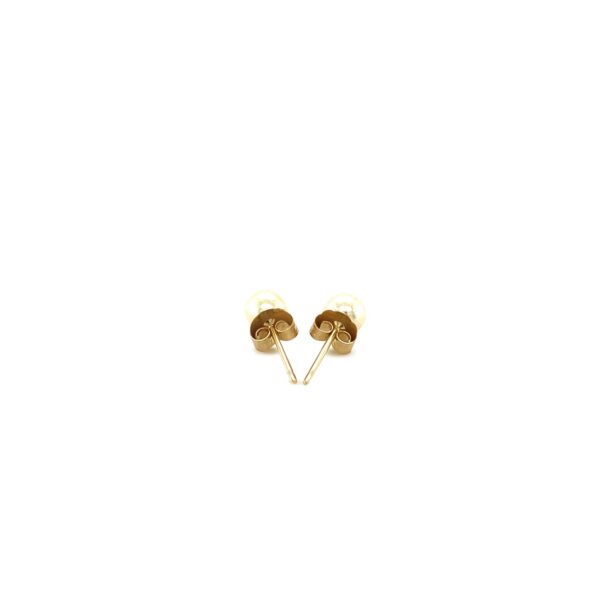 14k Yellow Gold Freshwater Cultured White Pearl Stud Earrings (4.0 mm) - Image 3