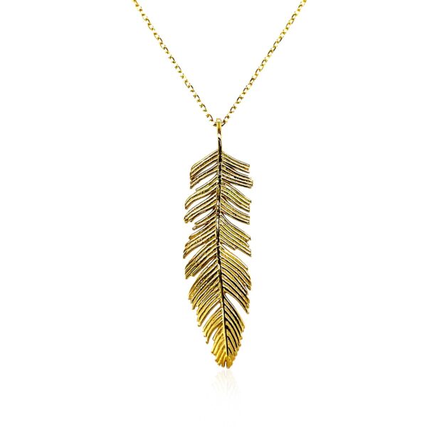 Feather Pendant in 10k Yellow Gold - Image 2