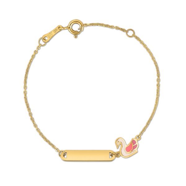 14k Yellow Gold Swan Childrens Bracelet - Image 2