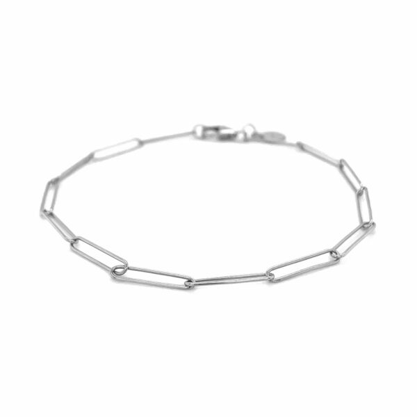 14k White Gold Wire Paperclip Bracelet (2.7mm) - Image 2