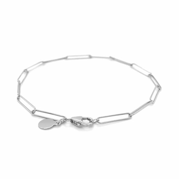 14k White Gold Wire Paperclip Bracelet (2.7mm) - Image 3