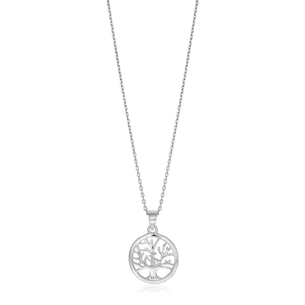 Sterling Silver inch Round Tree of Life Necklace