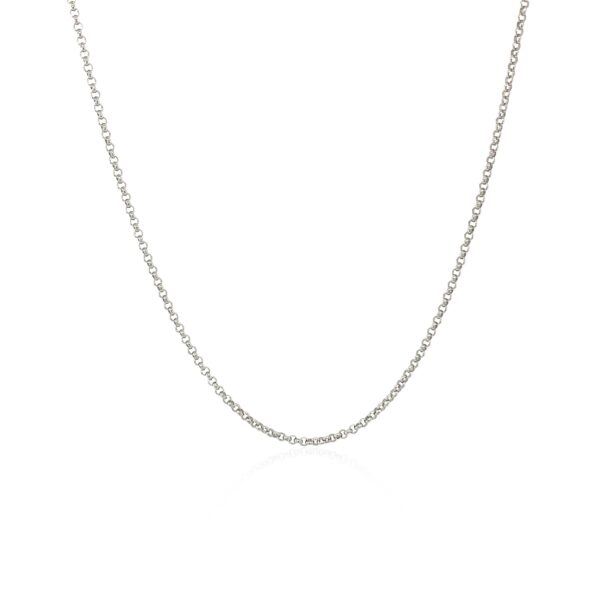 14k White Gold Diamond Cut Rolo Chain 1.1mm - Image 2