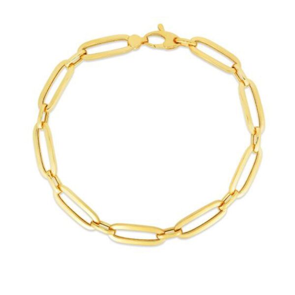 14k Yellow Gold 7 1/4 inch Bombay Paperclip Chain Bracelet - Image 2