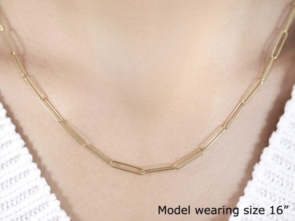 14k Yellow Gold Wire Paperclip Chain (2.7mm) - Image 5