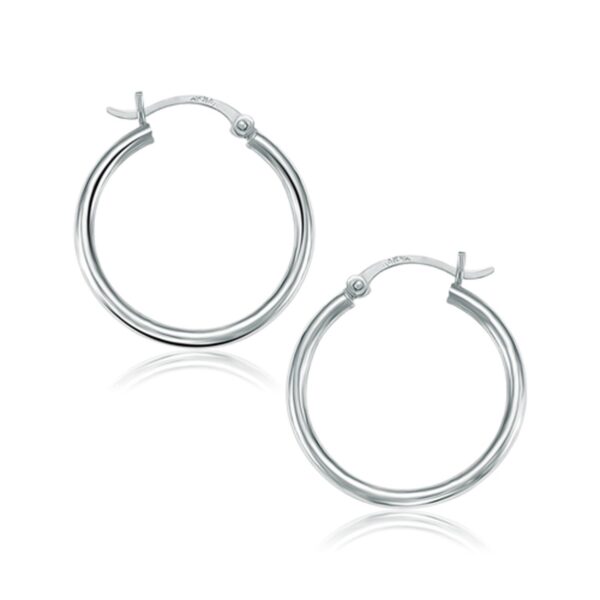 10k White Gold Polished Hoop Earrings (25 mm)