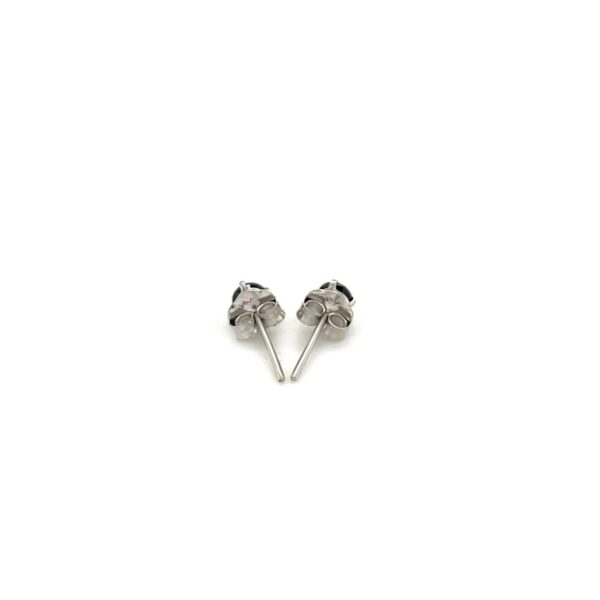 14k White Gold Black 3mm Faceted Cubic Zirconia Stud Earrings - Image 3