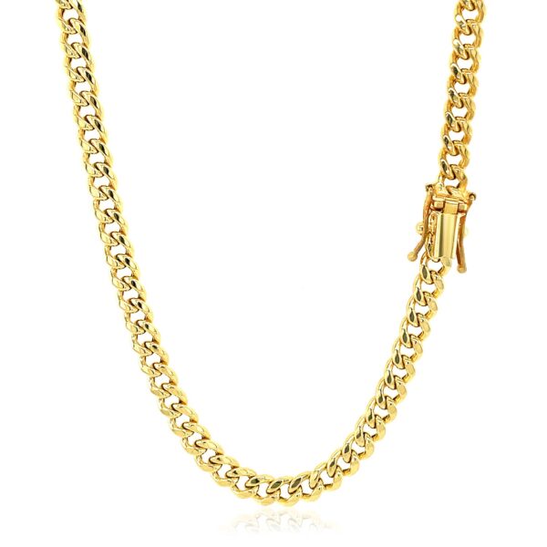 4.5mm 14k Yellow Gold Semi Solid Miami Cuban Chain - Image 3