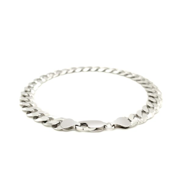 Rhodium Plated 7.9mm Sterling Silver Curb Style Bracelet - Image 3