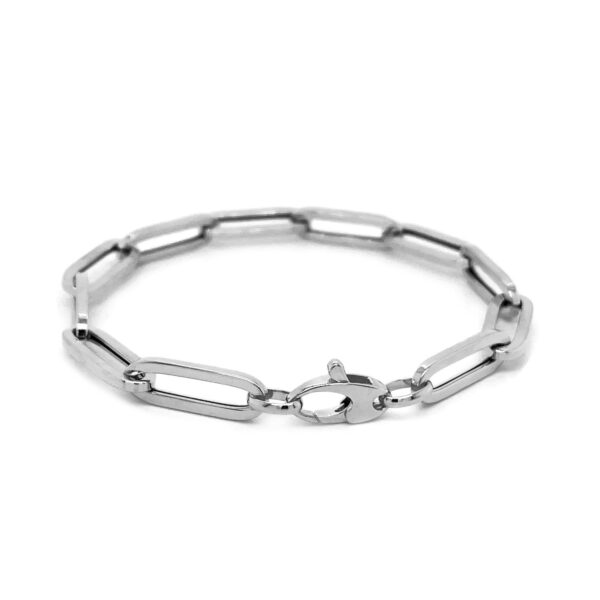 14K White Gold Extra Wide Paperclip Chain Bracelet - Image 2