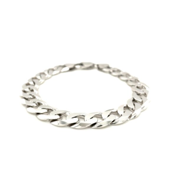 Rhodium Plated 11.6mm Sterling Silver Curb Style Bracelet - Image 2