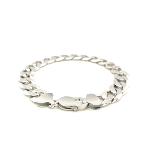 Rhodium Plated 11.6mm Sterling Silver Curb Style Bracelet - Image 3