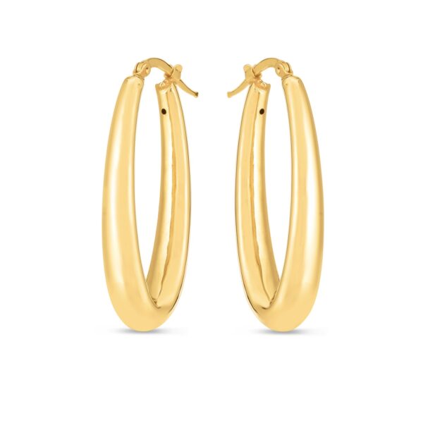 14k Yellow Gold Elongated Oval Hoops - Image 2