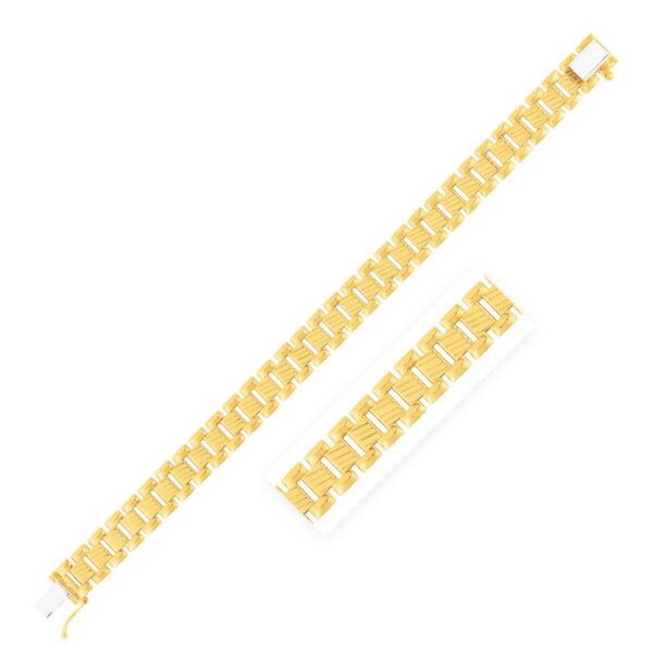 14k Yellow Gold High Polish Panther Link Bracelet (10.0mm) - Image 2