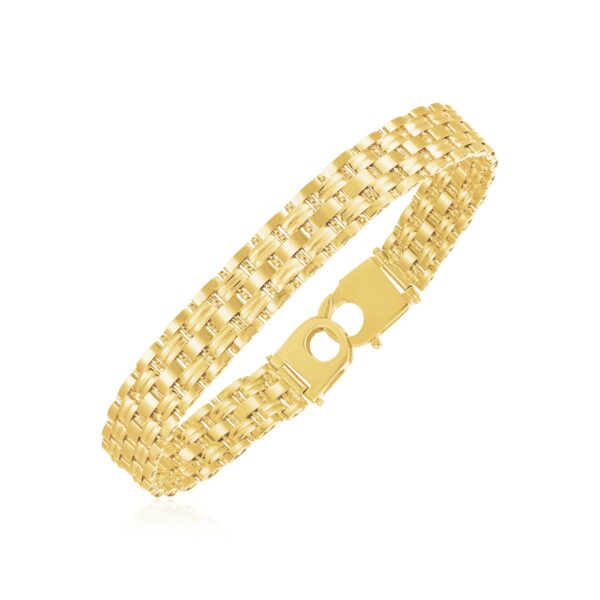 14k Yellow Gold High Polish Panther Link Bracelet (10.0mm) - Image 3