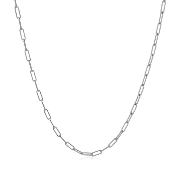 14K White Gold Fine Paperclip Chain (1.5mm) - Image 2