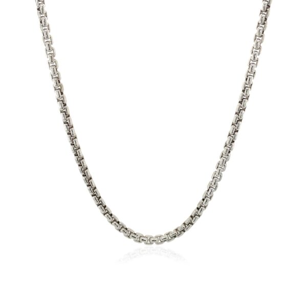 2.2mm Sterling Silver Rhodium Plated Round Box Chain - Image 2