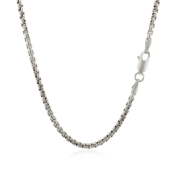 2.2mm Sterling Silver Rhodium Plated Round Box Chain - Image 3