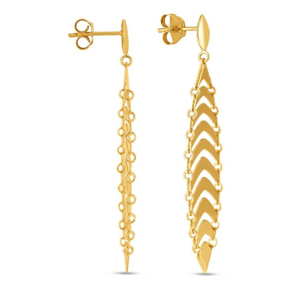 14k Yellow Gold Drop Leaf Earrings - Image 2