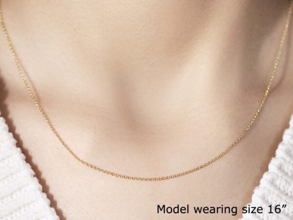 14k Yellow Gold Round Cable Link Chain 1.1mm - Image 4