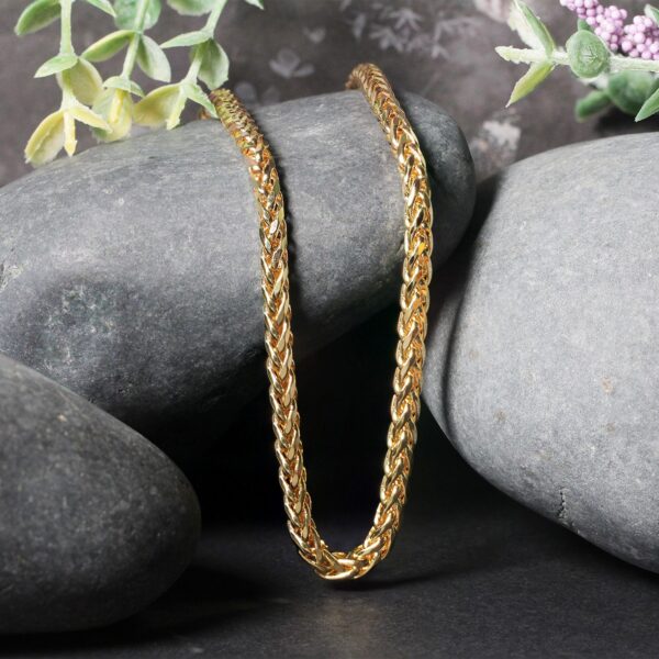 4.1mm 14k Yellow Gold Diamond Cut Round Franco Chain - Image 3