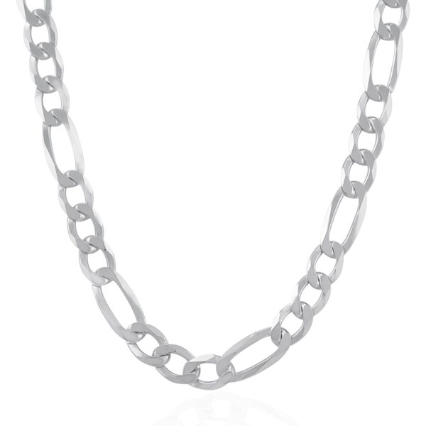 Rhodium Plated 8.8mm Sterling Silver Figaro Style Chain - Image 2