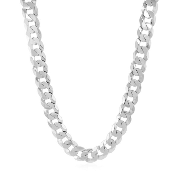 Rhodium Plated 7.2mm Sterling Silver Curb Style Chain - Image 2