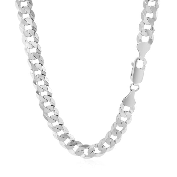 Rhodium Plated 7.2mm Sterling Silver Curb Style Chain - Image 3