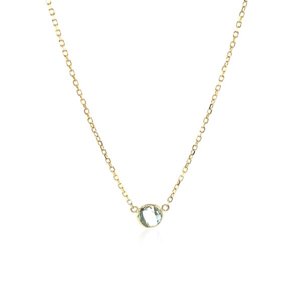 14k Yellow Gold 17 inch Necklace with Round Blue Topaz - Image 2