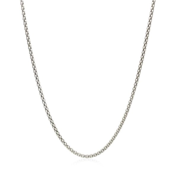 Rhodium Plated 1.8mm Sterling Silver Popcorn Style Chain - Image 2