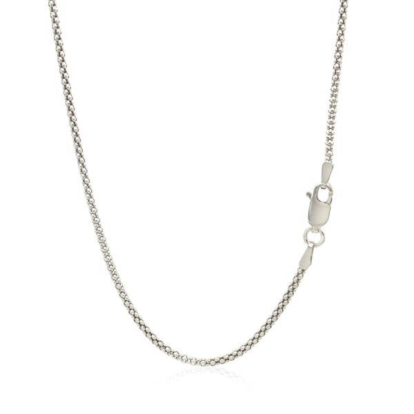 Rhodium Plated 1.8mm Sterling Silver Popcorn Style Chain - Image 3