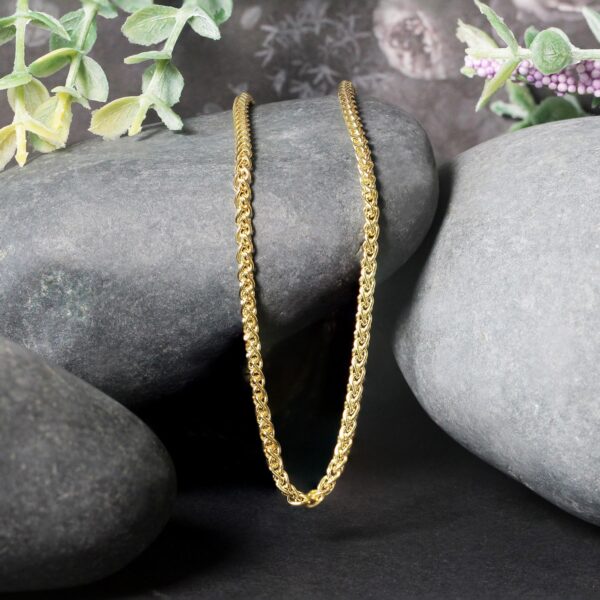 14k Yellow Gold 2.4mm Light Weight Wheat Chain - Image 3