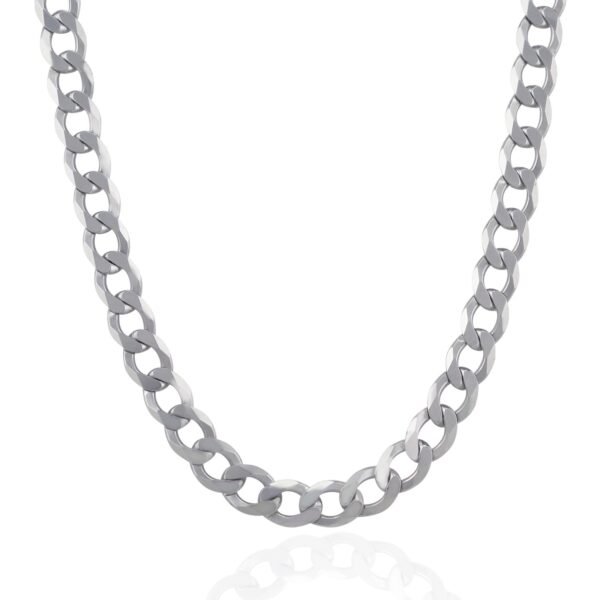 Rhodium Plated 8.4mm Sterling Silver Curb Style Chain - Image 2