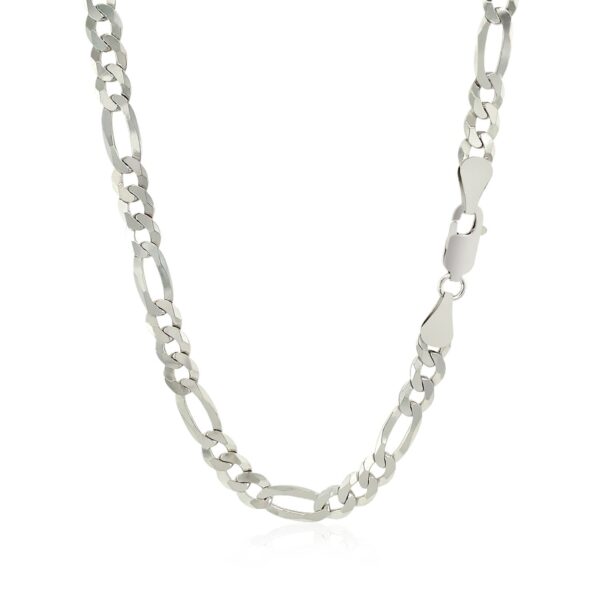 Rhodium Plated 5.5mm Sterling Silver Figaro Style Chain - Image 3