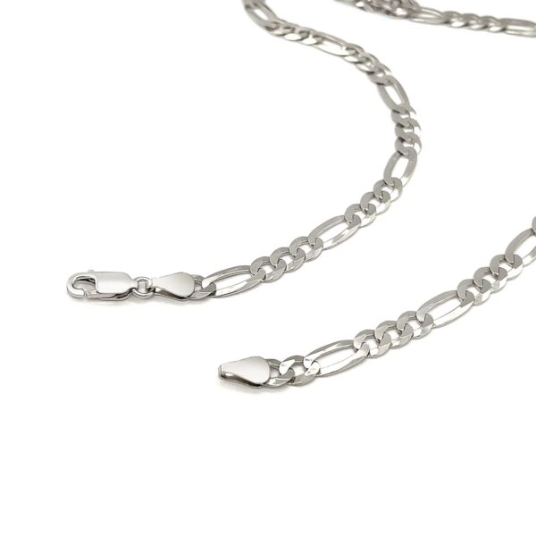 Rhodium Plated 5.5mm Sterling Silver Figaro Style Chain - Image 4