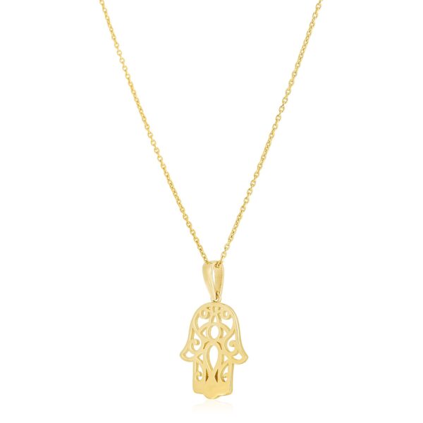 14k Yellow Gold High Polish Hamsa Amulet Necklace