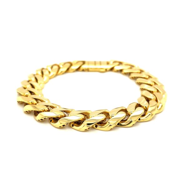 14k Yellow Gold 8 1/2 inch Wide Polished Curb Chain Bracelet - Image 2