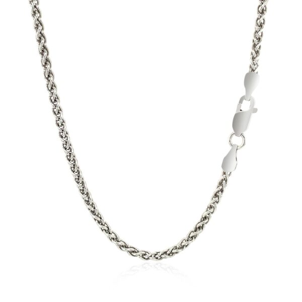 Sterling Silver Rhodium Plated Wheat Chain 2.6mm - Image 3