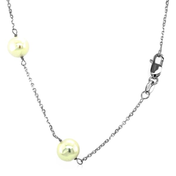 14k White Gold Necklace with White Pearls - Image 5