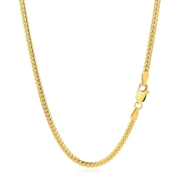 2.6mm 14k Yellow Gold Classic Solid Miami Cuban Chain - Image 3