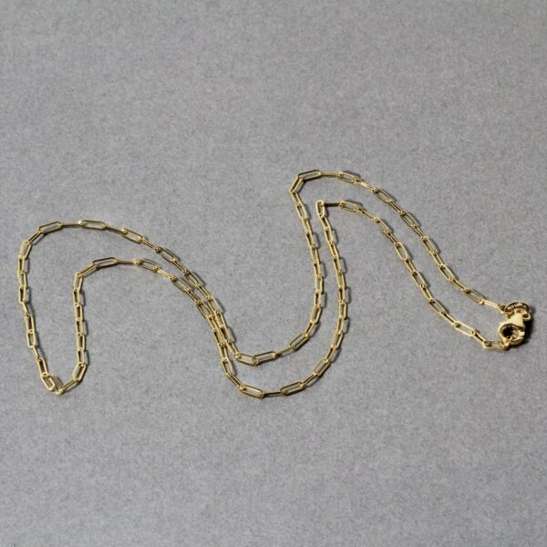 14K Yellow Gold Fine Paperclip Chain (1.5mm) - Image 5