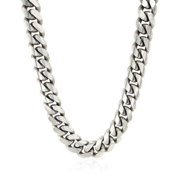 Sterling Silver Rhodium Plated Miami Cuban Chain 9.8mm - Image 2