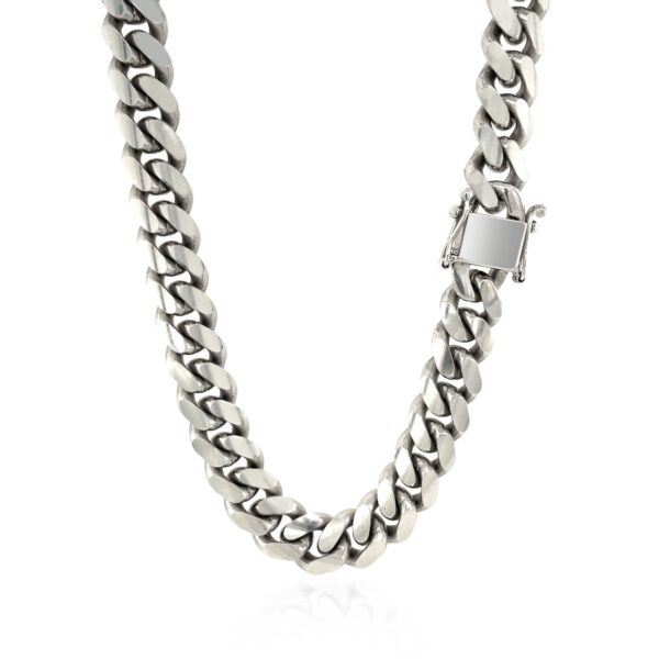 Sterling Silver Rhodium Plated Miami Cuban Chain 9.8mm - Image 3